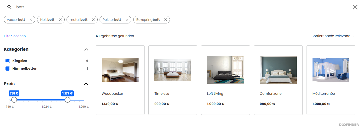 doofinder API (Nutzungsgebühr)